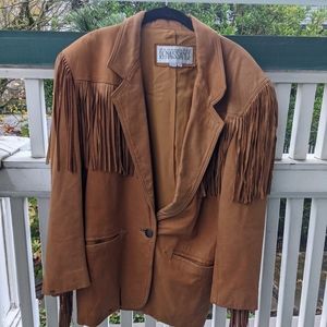 Vintage 80s women’s leather fringe sz M jacket